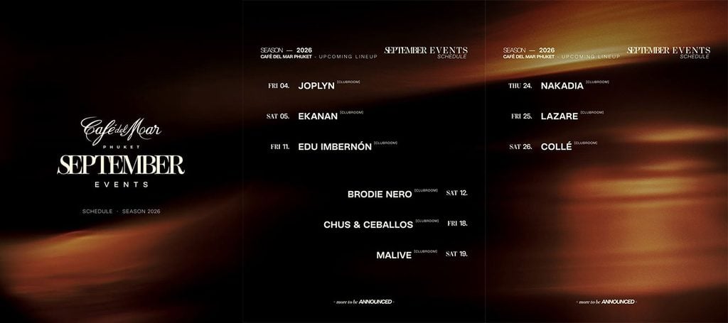 Café del Mar's September Club Room Lineup | Denz Coworking Cafe Phuket